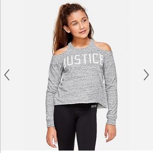 Justice Logo Cold Shoulder Sweatshirt